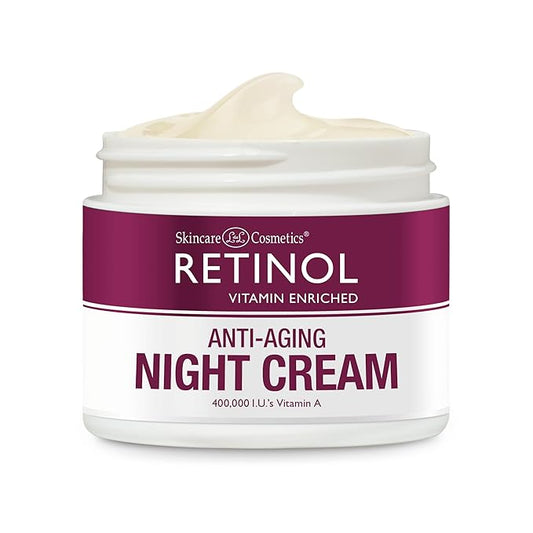 Retinol Skincare LdeL Cosmetics Night Cream Vitamins A + C + E Works While You Sleep to Reduce Fine Lines And Other Signs of Aging 1.7 Oz.