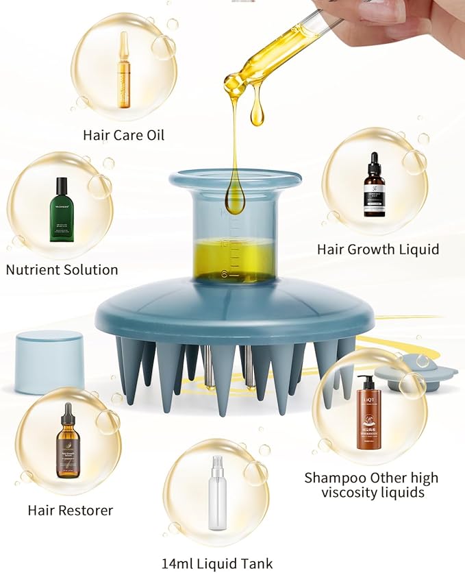 Hair Oil Applicator Brush, Scalp Oil Applicator Hair Oil Dispenser Hair Growth Oil Comb with Silicon Massage TeethScalp Oil Applicator for Scalp Hair Oiling Applicator with Massage Balls