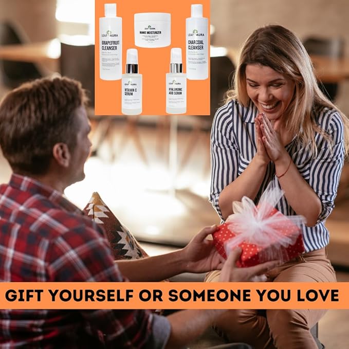 Skin Care Products Combo (5 Items) - Comes With Charcoal Cleanser, Grapefruit Cleanser, Vitamin C Serum, Hyaluronic Acid, Mango Moisturizer- Made with Natural + Organic Formula