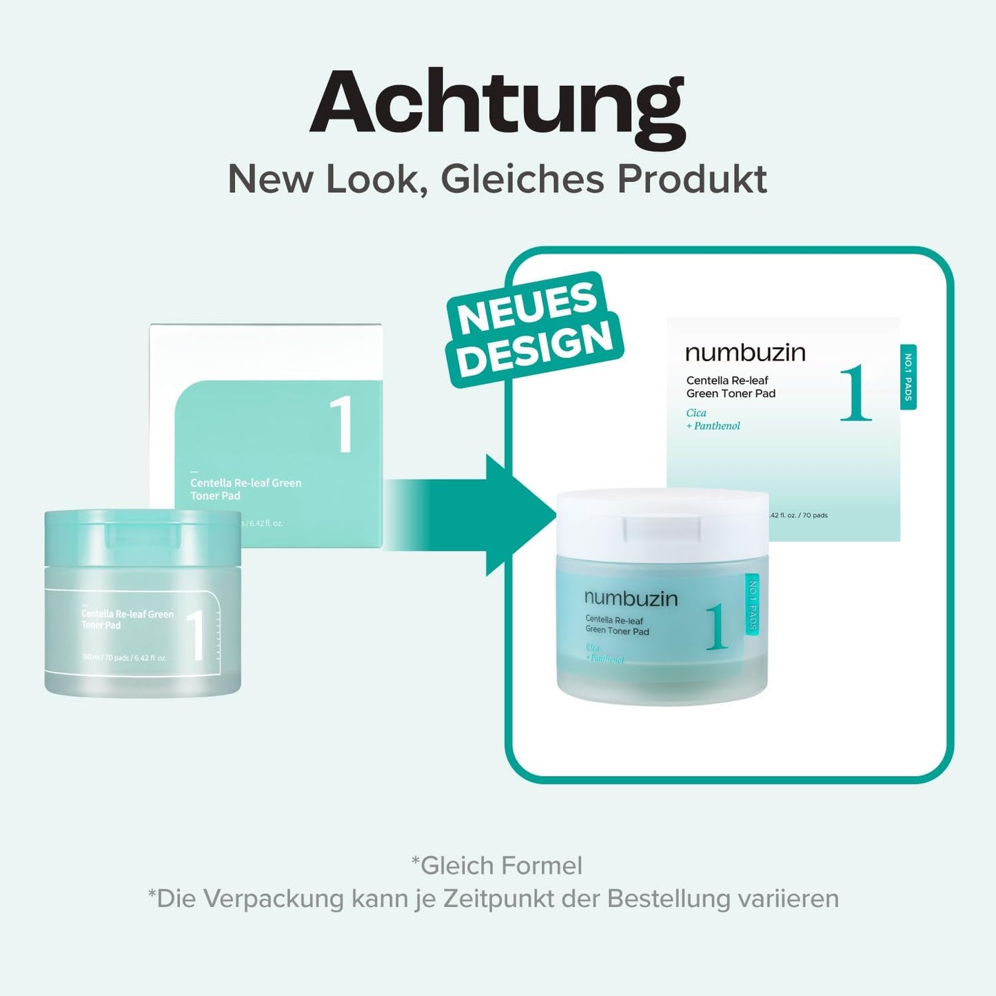 numbuzin No.1 Toner Pads | Centella Re-Leaf Green Toner Pad | Double-Sided | Centella Asiatica, Heartleaf, Licorice Root | Calming, Hydrating, Exfoliating | 70 Pads/6.42 fl. oz.