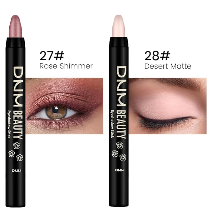 evpct 2Pcs Cream Eyeshadow Sticks Set for Eyes Waterproof, Sand Rose Shimmer Desert Matte Eye shadow Stick Pencil Pen Bulk sombras en crema para ojos 27+28
