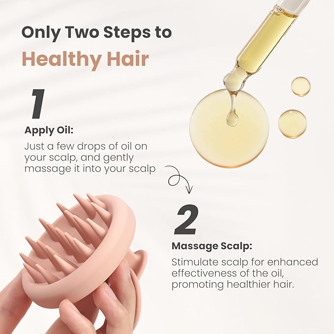 AIMIKE Scalp Massager Shampoo Brush - 100% Soft Silicone Scrubber for Dandruff Removal and Hair Growth - Wet Dry Hair Exfoliator - Pastel Pink