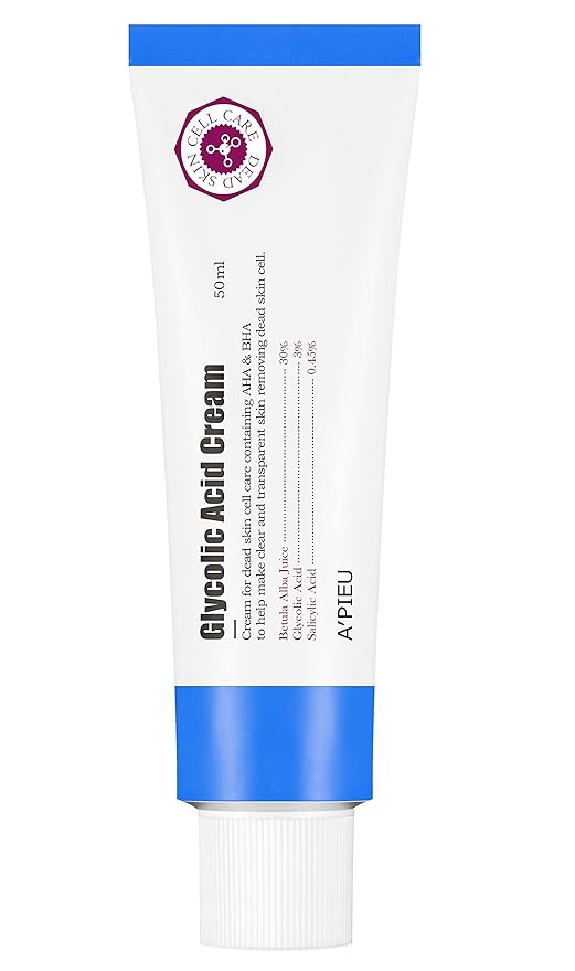 A’PIEU Glycolic Acid Cream 1.69 fl oz - AHA BHA Exfoliating Moisturizer with Glycolic & Salicylic Acid | Hydrating Daily Peeling Gel Cream for Smooth, and Clear Skin. Korean Skincare
