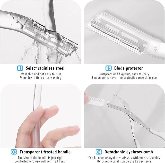 Dermaplaning Tool Set – Facial Razor for Women & Men with Eyebrow Trimmer – Exfoliating Facial Shaver for Peach Fuzz Removal, Skin Refresh & Eyebrow Shaping