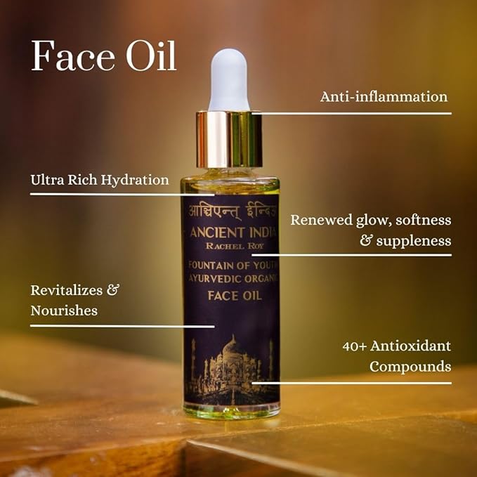 Rachel Roy Ayurvedic Organic Face Oil with 9 Active Botanicals for Radiant Skin - Anti-Aging Facial Formula with Hyaluronic Acid & Turmeric