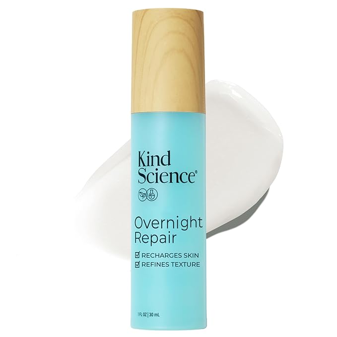 Kind Science Overnight Repair Night Moisturizer for Face - Night Cream for Women Anti Aging to Re-Energize & Hydrate Look of Tired Skin with Niacinamide & Shea Butter - Fragrance Free, Cruelty Free