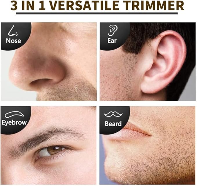 AREYZIN Nose Hair Trimmer 3-in-1 Versatile Rechargeable Ear and Nose Trimmer for Men&Women Painless Electric Shaver Grooming Kit for Ear Beard Facial Pubic Hair Wet Dry Use