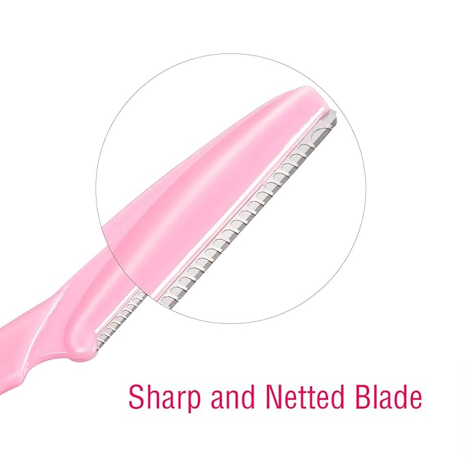 Boao 24 Pcs Eyebrow Razor Face Dermaplane Razor for Women and Men Fuzz Face Shaver Colorful Facial Shaper Trimmer with Precision Cover Dermaplaning Blades Tool for Peach