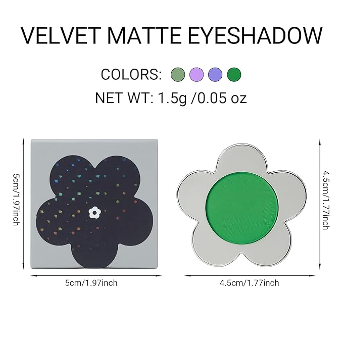 Erinde Bright Lime Green Matte Eyeshadow Palette, Velvet Eye Shadow Compact Powder Primer Base Makeup, Long-Lasting Eye Makeup, Ultra-Blendable, Pigmented Color, Vegan Formula, 117