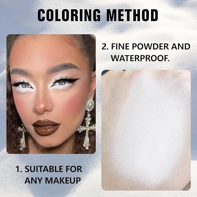 Buildable Matte Eyeshadow Makeup Palette Single - White Shades | Creamy Pressed Powder for Easy Blending | Mini Travel Palette for Women | Everyday Natural Eye Makeup