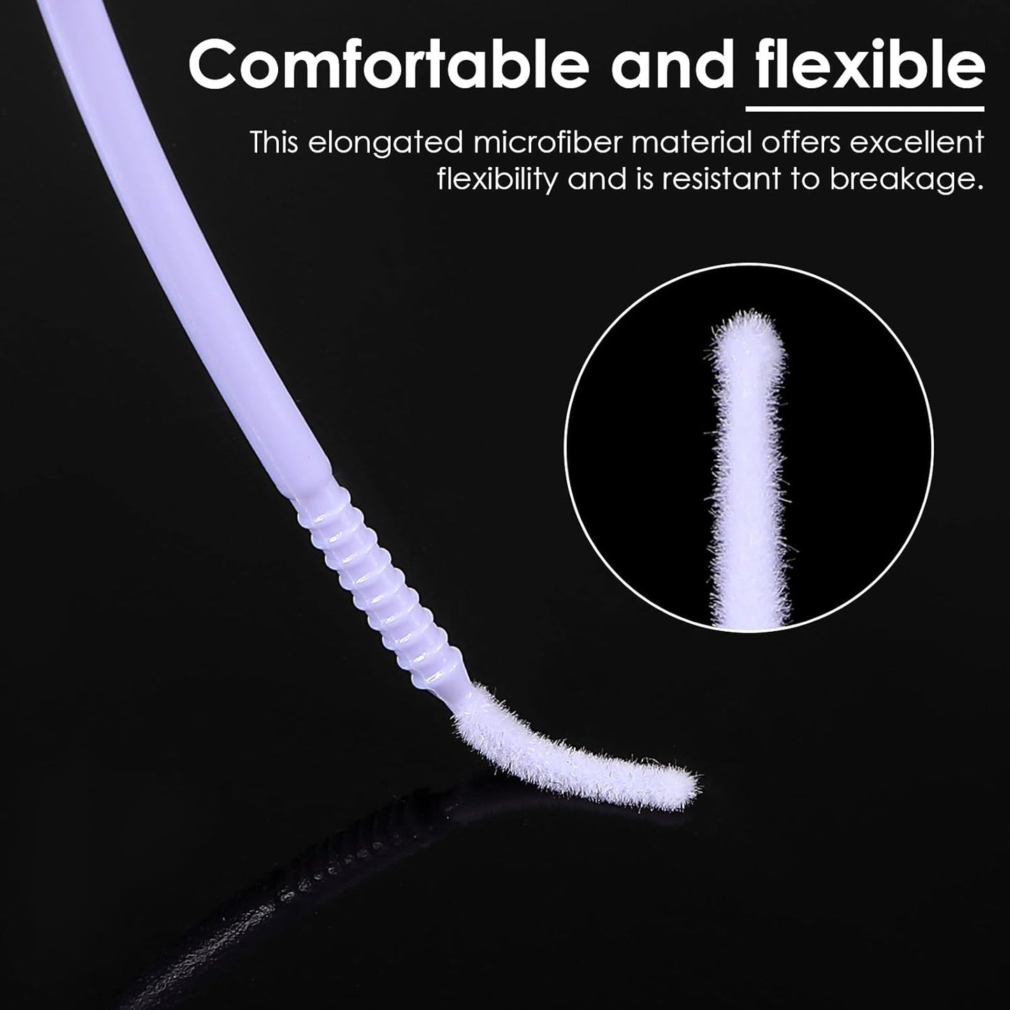 200 Pcs Disposable Micro Applicator Brush, Microswabs for Eyelash Extensions, Long tip Microbrush, Micro Cotton Swabs for Eyelash Extensions, Makeup, Personal Care (Light Purple)