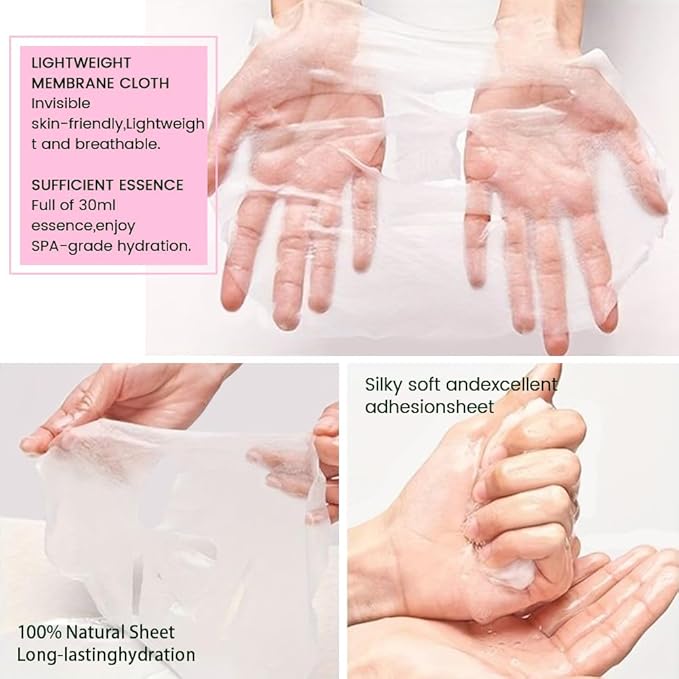 Rose Face Sheet Mask Skincare,Hydrating Spa Face Mask For Sensitive Skin,Moisturize,Nourish for All Skin Types,Natural Skin Care Spa Face Mask for Women Men Girls,Pack of 8