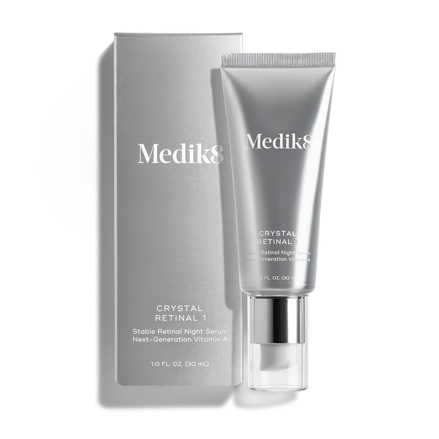Medik8 Crystal Retinal 1 - Firming, Advanced Skin Retinaldehyde Face Serum - Night Serum with Hyaluronic Acid and Vitamin E - Gluten Free - 1 oz