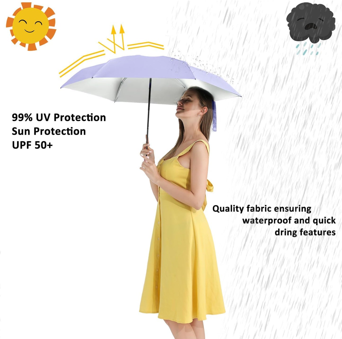 BAODINI Travel Essentials Mini Umbrella for Purse With Case Small Compact UV Sun Protection Lightweight Tiny Pocket Manual Open Close Umbrella for Women Kids and Men Fit Purse Backpack