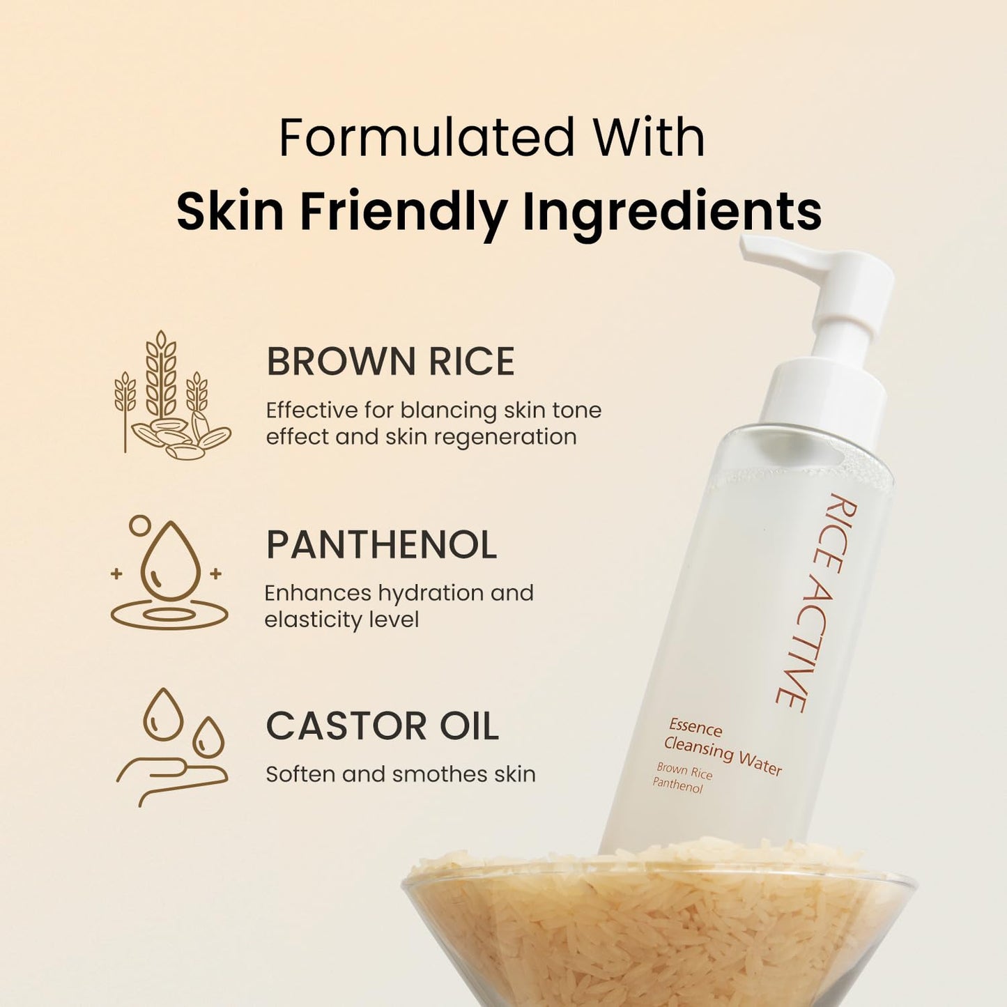 THE SKIN HOUSE Rice Essence Cleansing Water – Gentle Micellar Cleanser with Rice Extract for Hydrating | No-Rinse, Non-Irritating Makeup Remover | 150ml / 5.07 fl.oz