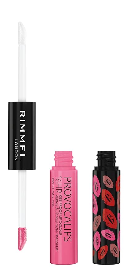 Rimmel London Provocalips 16hr Kiss-Proof Lip Color - Two-Step Liquid Lipstick to Lock in Color and Shine - 200 I'll Call You, .14 fl.oz.