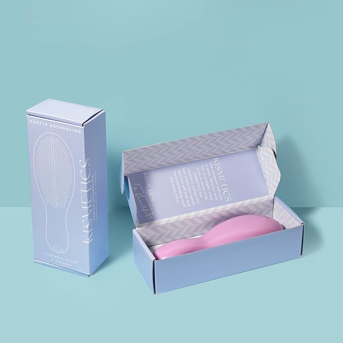 Supreme Brush + Cleaner, Gentle Detangling, Detangler Hair Brush for All Hair Types. For use on Wet or Dry Hair (Lavender Pink)