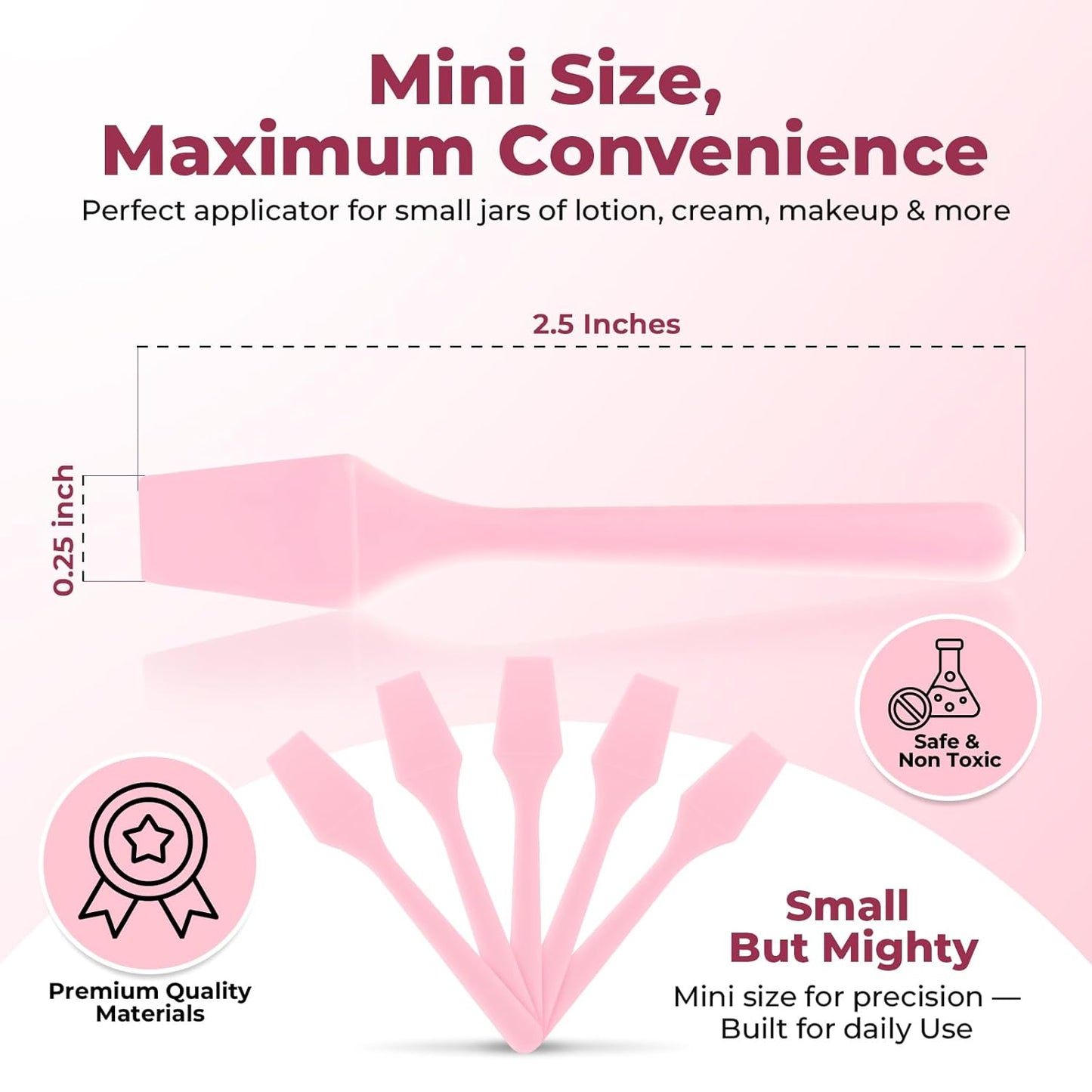 Cosmetic Spatulas (2.5”, 100 Pack) - Small Plastic Spatula for Cosmetics, Creams & Crafts | Essential Esthetician Supplies | Makeup Spatula or Multipurpose Mini Applicator for Skincare | Pink