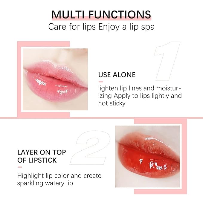 Hydrating Lip Glow Oil, Lip Oil Gloss Transparent Toot Tinted Nourishing Long Lasting Repairing Lightening Lip Lines (BERRY) 0.2 OZ
