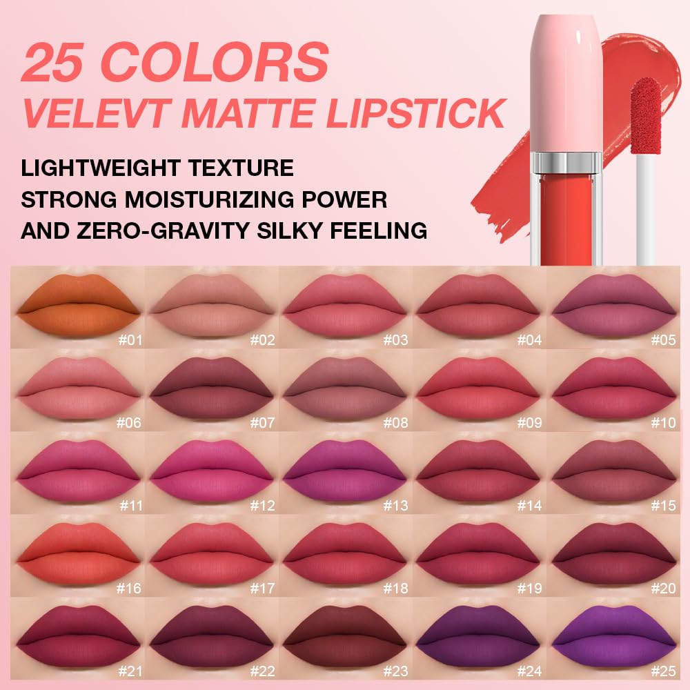 BINGBRUSH Super Matte Longwear No-Budge Stay On Smudge Proof Liquid Lipstick Long Lasting Makeup for Women,Highly Pigmented Color and Instant Shine, Cheeky