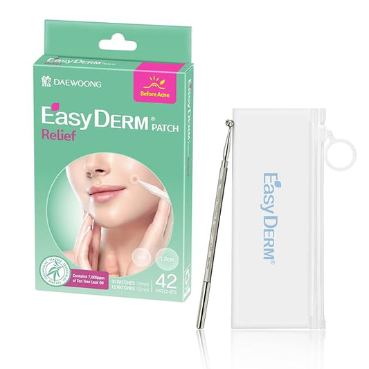 EasyDerm Relief Invisible Patch(42 counts) 10,000ppm of Tea Tree Oil and 2-in-1 Pimple Popper Tool