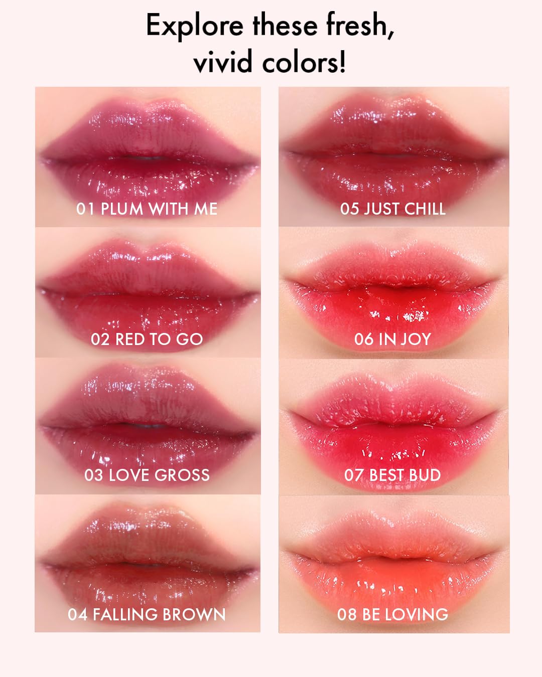 VIDIVICI Millennial Tint Glit - Proof Moisture Korean Lip Tint with Long-Lasting Color, Lightweight Water Jelly Texture, 0.13ounce (08 Be Loving)