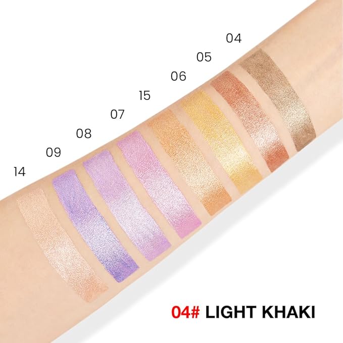 evpct Light Khaki Shimmer Cream Eye Shadow Brightener Sticks Set for Eyes, Khaki Shimmery Matte Pencil Eye shadow Applicator Stick Pen Palette Makeup Waterproof sombras en crema para ojos 04#