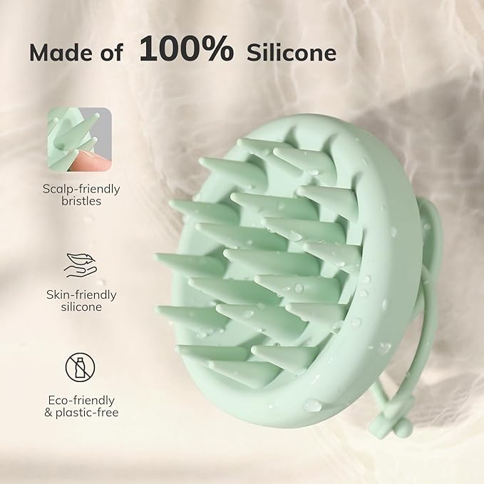 Sndyi Silicone Scalp Massager Shampoo Brush, Hair Scrubber with Soft Silicone Bristles, Scalp Scrubber/Exfoliator for Dandruff Removal, Wet Dry Scalp Brush for Hair Growth & Scalp Care