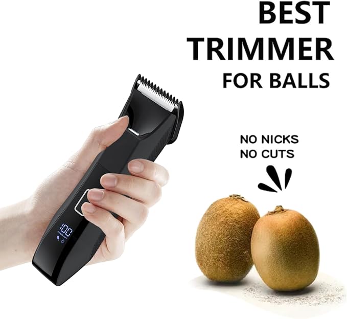 Manscape Ball Trimmer for Men, 2-in-1 Body Hair Groomer and Groin Hair Shaver -Dual-Head Trimmer for No-Nick Shaving, Smooth Grooming, Lightweight with Travel Lock, IPX7 Waterproof, LED Display