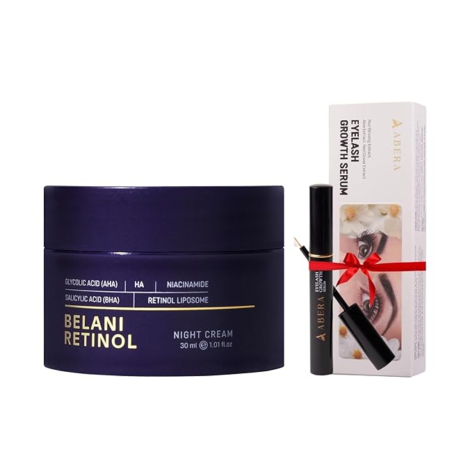 ABERA BELANI Retinol Night Cream For Women, Dark Spot Remover, Melasma Treatment, Reduce Fine Lines, Anti-Wrinkle, Anti-Aging Neck and Décolleté For Face (1 Box + Gift Eyelash Serum)