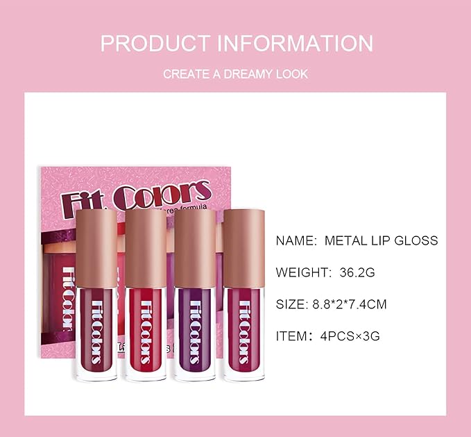 SUMEITANG 4 Color Liquid Glitter Lipstick Set，Diamond Sparkle Glosses, Popular Shimmer Shades, Matte-to-Glitter Finish, Long-Lasting & Waterproof, Perfect for Women & Girls Create a Shiny Lip Makeup