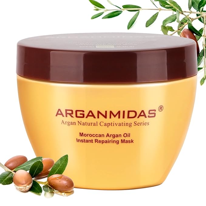 Hydrating Argan Oil Instant Repairing Hair Mask, Deep Conditioner Hair Treatment for Dry Damaged, Curly, Dye, Split End and Bleached Hair,10.2 Fl Oz