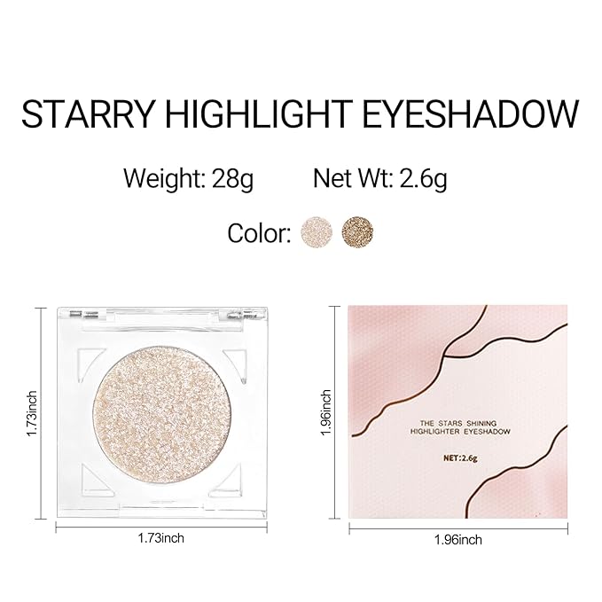 Erinde Glitter Shimmer Sparkle Eye Shadow Palette Makeup, Pearl White Silver Glitter Shimmer Metallic Holographic Iridescent Cream Iridescent Single Monochrome Eyeshadow Makeup, 02 Galaxy Falls