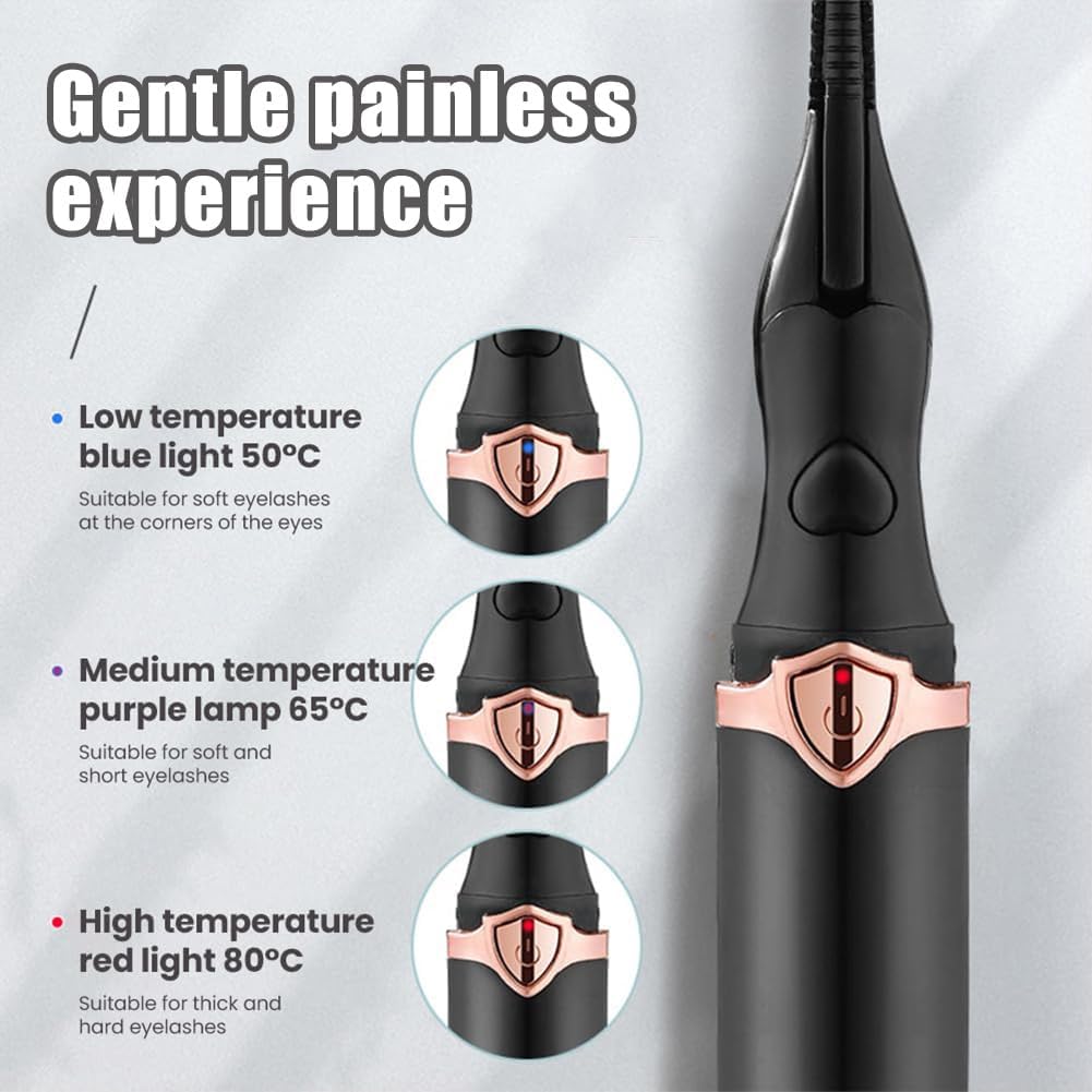 Peshoriadm Eyelash Curler, Electric Eyelash Curler Heated, 2025 New Heated Eyelash Curler with USB Charging, 3 Heat Modes and Smart Temperature Control, Natural Curling 24h Long-Lasting Curl (Black)
