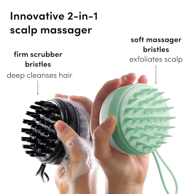 Fancii Hair Scalp Massager, Shampoo Brush for Wet & Dry Hair, Scalp Scrubber Exfoliator for Dandruff Removal & Hair Growth. Shower Head Brush for All Hair Types, Soft Silicone (Mint)