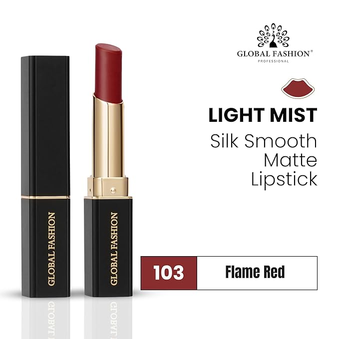 Global Fashion Silk Smooth Matte Lipstick – Long-Lasting, Luxurious Color, Rich Hydration, Lightweight Formula, Lightweight Matte Lip Color for Women, Available in Multiple Shades (103, 0.12 oz)
