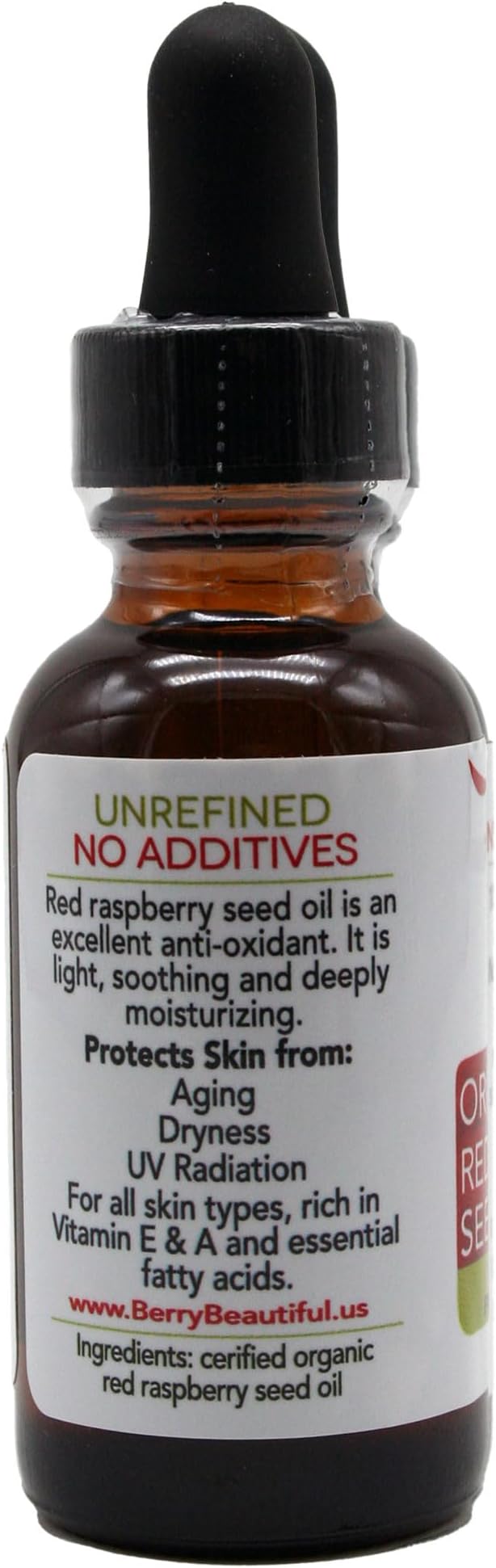 Certified Organic Red Raspberry Seed Oil - Cold-pressed from US grown raspberries (1 fl oz)