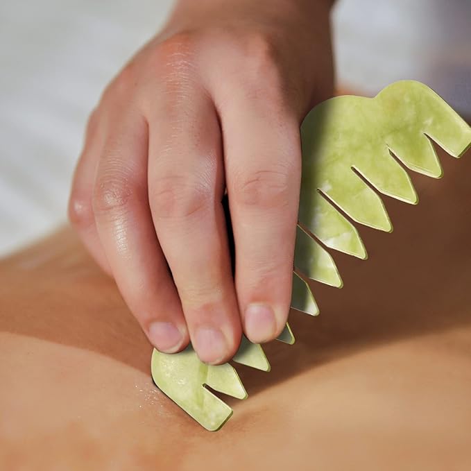 Healifty Jade Massage Comb, 4 Styles Gua Sha Comb for Head Caring, Facial Gua Sha Tool, Scraping Massage Tool for Full Body Relaxing