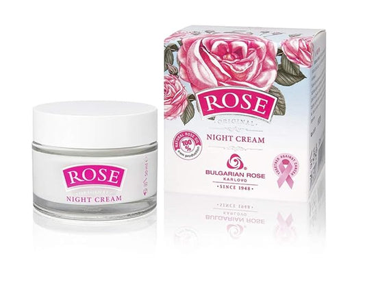 Bulgarian Rose Night Face Cream, Moisturizing and Rejuvenating Skin Care, Water Revitalizing Night Cream,Hydrating Rose Face Cream