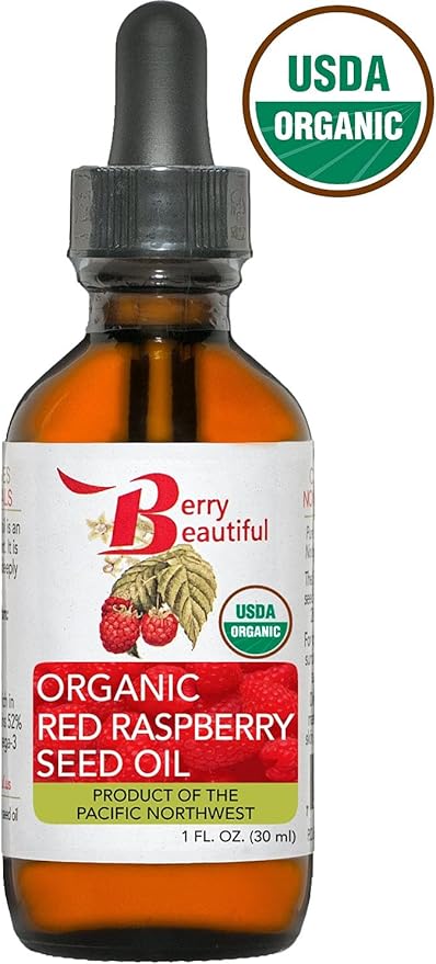 Certified Organic Red Raspberry Seed Oil - Cold-pressed from US grown raspberries (1 fl oz)