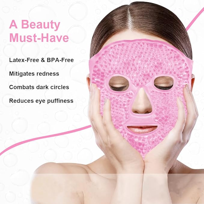 Cold Face Eye Masks Ice Face Mask Hot Cold Compress For Dark Circles, Puffiness, Migraines, Headache, Stress, Redness, Cooling Face Masks For Women Man, Skin Care