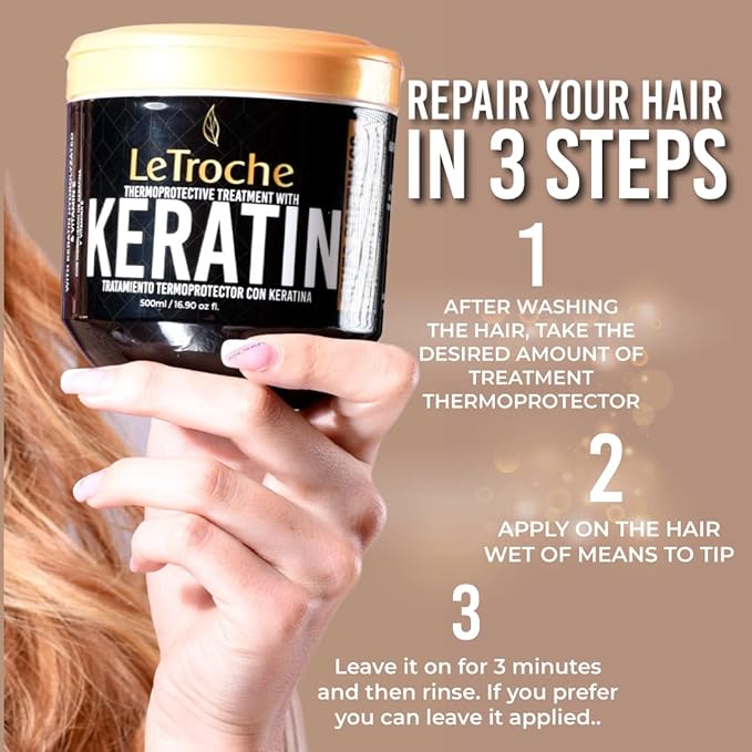 Thermoprotective Treatment With Keratin, Gives Softness Eslaticity And Shine, 500ml