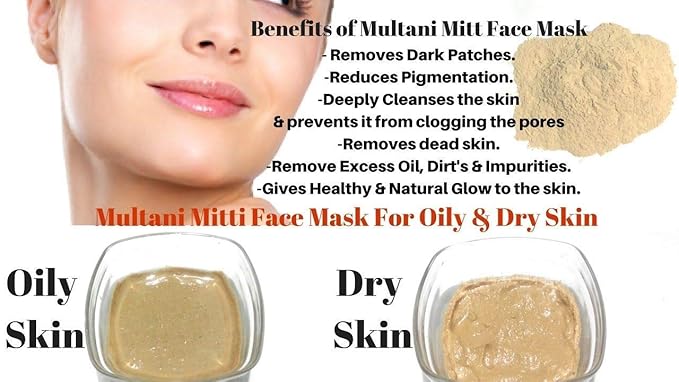 Natural Multani Mitti For Face | Fullers Earth Facial Clay Powder | 100% Organic Natural Glow Beauty Face Pack Fuller’s Earth Indian Healing Clay.(110gm) 3.4oz