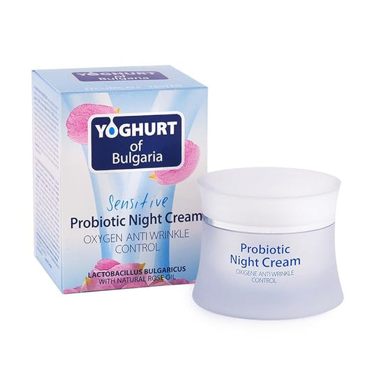 Anti Wrinkle Night Cream with Natural Probiotic and Rose Oil for Sensitive/Dry/Normal Skin, 1.7 OZ