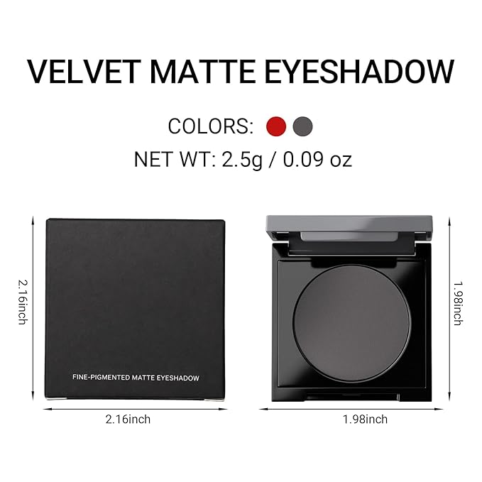 Erinde Grey Single Eyeshadow Makeup with Mirror, High Pigment Matte Eye Shadow, Lightweight Blendable Waterproof Eye Shadow Palette Sombra Para Ojos, A04 Charcoal Grey