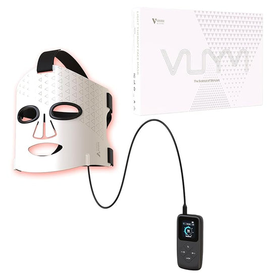Red Light Therapy Mask, Led Face Mask Light Therapy With an LCD Screen, Wireless And Portable, Offers 5 Modes Of Infrared Red Light Therapy,Suitable for Home Travel Use White