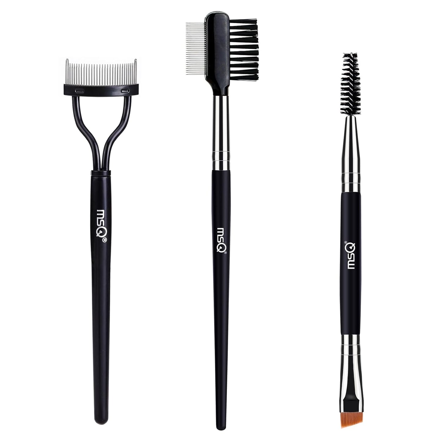 MSQ Eyebrow Brush and Comb Eyelash Brush Eyelash Separator Eye Brow Comb & Spoolie Brush Professional Mascara Brushes Eyebrow Eyelash Grooming Brush Eye Makeup Tools Set (3 PCS)