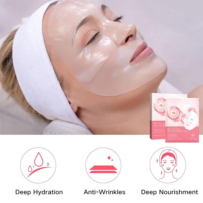 Hydrating Face Masks - Collagen Face Mask with Hyaluronic Acid, Vitamin E - 4PCS Overnight Facial Masks for Women Skin Care - Anti Wrinkle Lifting Mask & Deep Nourishing Sheet mask