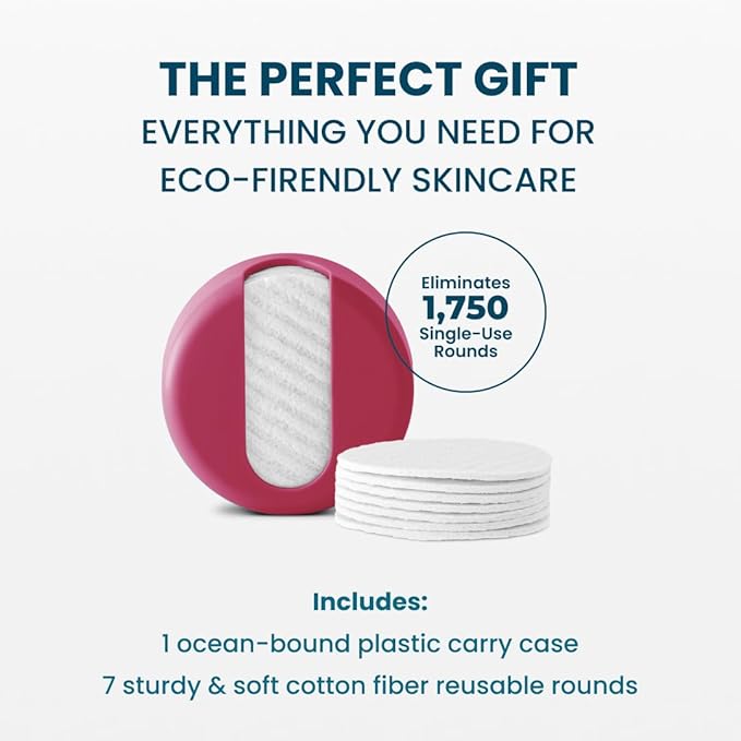 LastRound Reusable Makeup Remover Pads - 7 Washable Eco-Friendly Reusable Cotton Rounds for Face - Sustainable & Soft Cotton Face Pads for Facial Cleansing & Eye Makeup Removal - Travel Storage Case