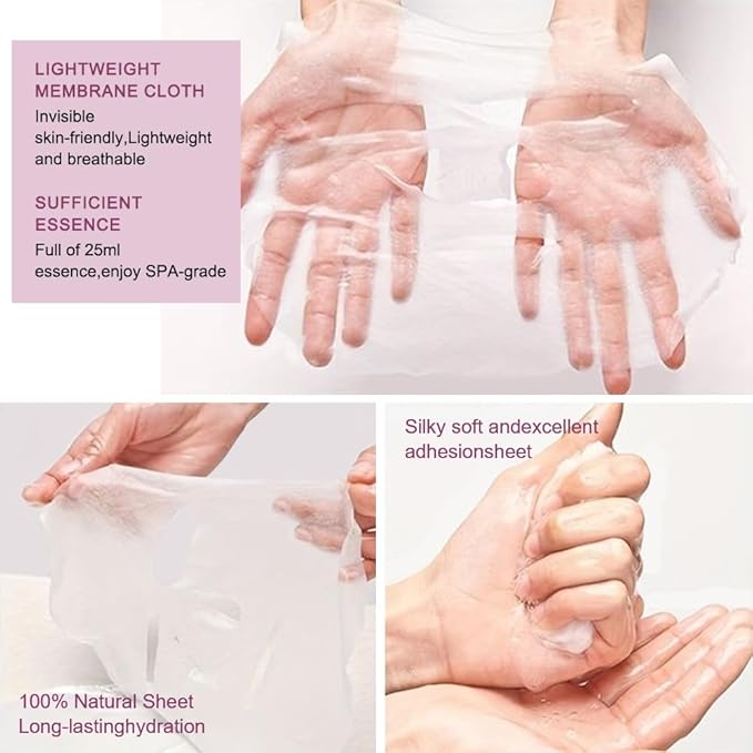 8 Pack Cherry Blossom Face Sheet Mask Skincare,Hydrating Face Mask For Sensitive Skin,Moisturize,Soothing,Nourish for All Skin Types,Natural Spa Party Facial Mask Skincare Set for Women Men Girls